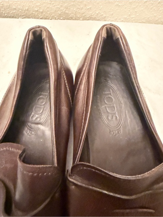 Tod\'s Dark Brown Leather Penny Loafers, pre-owned, gently owned. main image 6